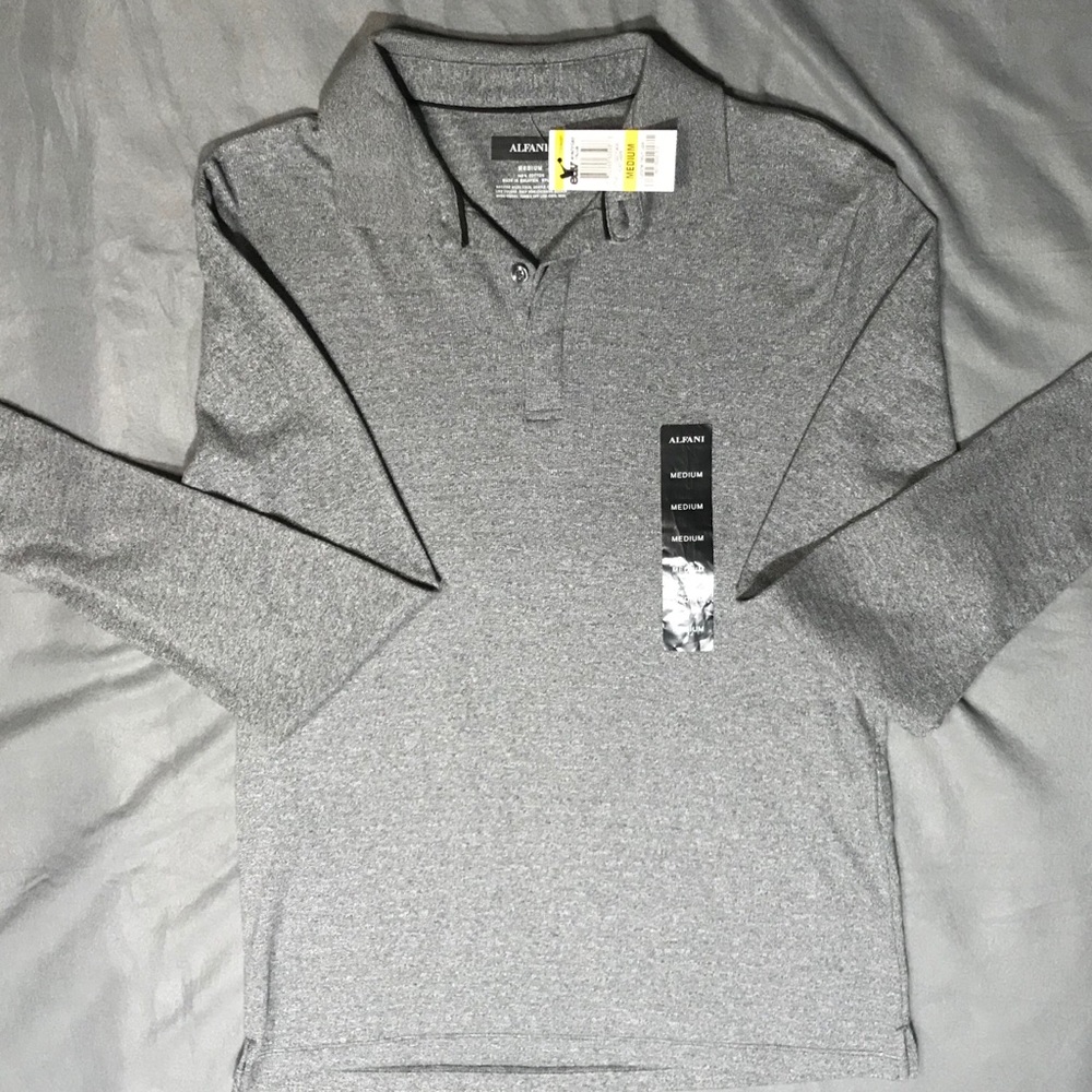 Alfani Shark Gray Men's Size M Knit Polo